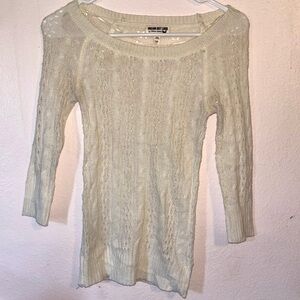 Dream Out Loud Y2K Women's Open Knit White Cream Sweater 3/4 Sleeves